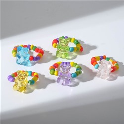 Кольцо из бисера «Мармеладный мишка», МИКС, безразмерное