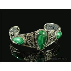 Браслет малахит, 20,5 см.