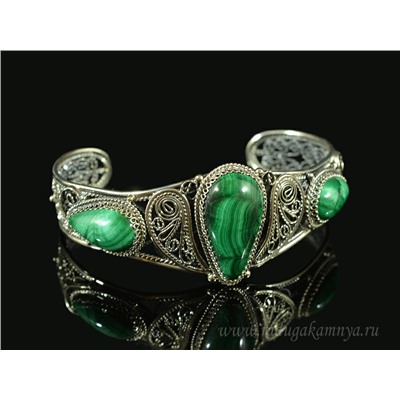 Браслет малахит, 20,5 см.