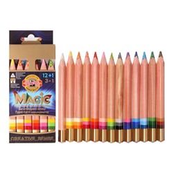 Карандаши цветные многоцветные Koh-I-Noor jumbo MAGIC 3404, 12 шт., с ластиком и точилкой, в картонной упаковке, с европодвесом