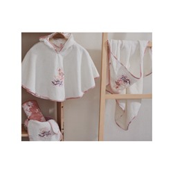 Комплект Пончо 4 Предмет 0-1 год Rosa Beyaz Panço Seti - EcoCotton