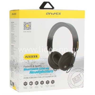 Наушники MP3/MP4 AWEI (A800BL) Bluetooth полноразмерные черные