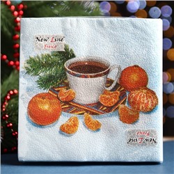 Салфетки бумажные Fresco «С новым годом. Мандарины», 2 слоя, 33×33 см, 20 шт.