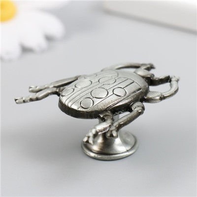 Мебельная ручка - кнопка, металл «Божья коровка», состаренное серебро, 4.8×4.3 см