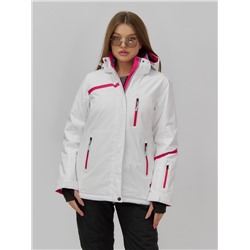 Горнолыжная куртка женская зимняя белого цвета 7091Bl
