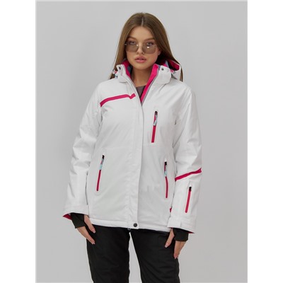 Горнолыжная куртка женская зимняя белого цвета 7091Bl