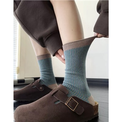 Demi-season retro fashionable tights, trend knee socks, internet celebrity, Korean style, mid-length