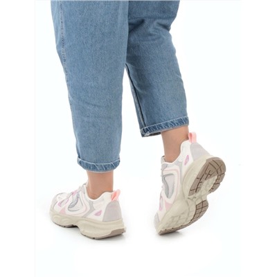 05-P256-3 BEIGE/PINK Кроссовки женские (искусственные материалы, сетка)