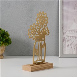 Фигурка металл «Подсолнухи в банке», золото, 5×11.5×22 см