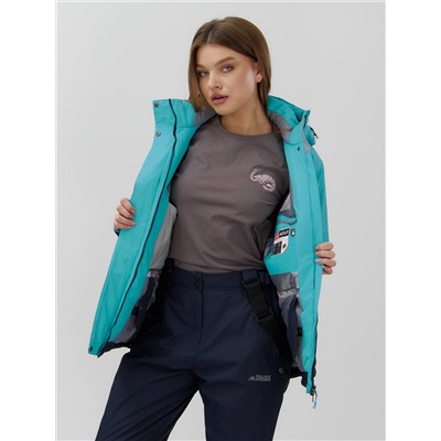 Горнолыжный костюм женский зимний УЦЕНКА бирюзового цвета 02801Br