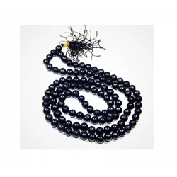 Чётки из Чёрного Турмалина: защита от зла (108 шариков), Natural Black Tourmaline Mala, произв. Kalyan Puja