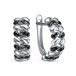 Серьги с фианитом родированные серебро 925*