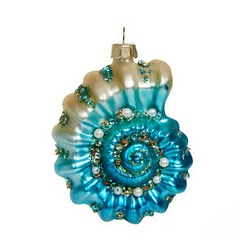 Ракушка Аммонит бирюзовая (стекло) 7х5х9,5 см