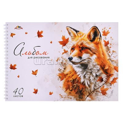 Альбом для рисования 40л. "Лиса" на гребне