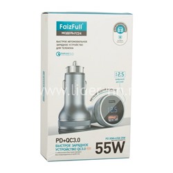 АЗУ FaizFull 2 USB выхода PD+QC3.0 55W серый/метал. корпус/дисплей (в коробке)