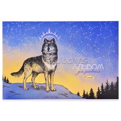 Альбом для рисования 20л, "Волчица" (А-4, блок-белый офсет 100гр/м2, обложка картон - полноцв.печать, выборочный ТВИН-лак, на скрепке)