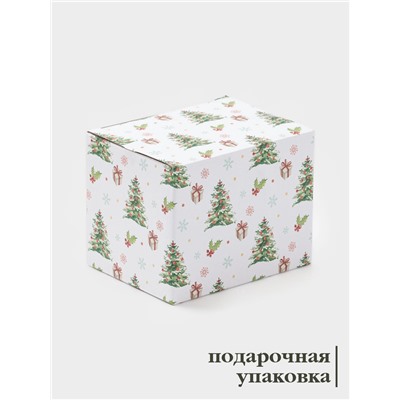 Кружка Доляна «Новый год. Ёлочки», 380 мл, фарфор, белая