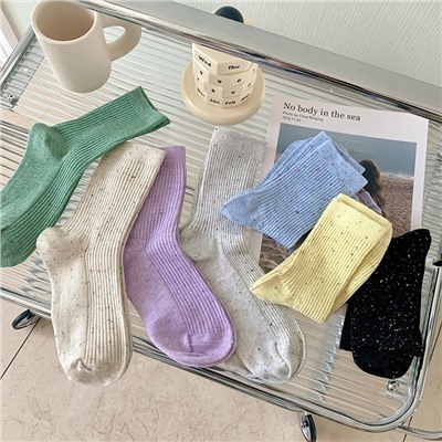Cute brand starry sky, thin colored knee socks for men and women, mid-length