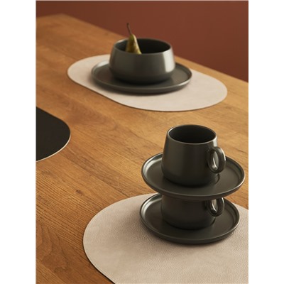 Набор из двух чайных пар темно-серого цвета из коллекции Essential, 250 мл