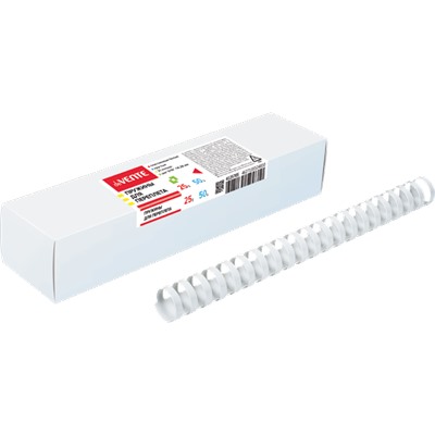 Пружина для переплета пластик 25мм круглая белая 50шт "deVENTE" 4125705/10/Китай