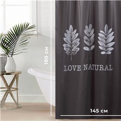 Штора для ванной водоотталкивающая Этель «Natural print», 145×180 см, цвет серый, ткань оксфорд, 210гр/м2