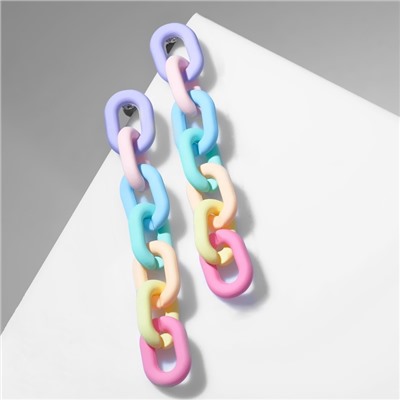 Серьги пластик «Цепь» 7 звеньев, цветные матовые