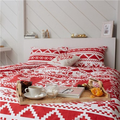 Постельное белье новогоднее LoveLife 1,5сп Christmas ornament 143*215см,150*225см,50*70см-2штуки