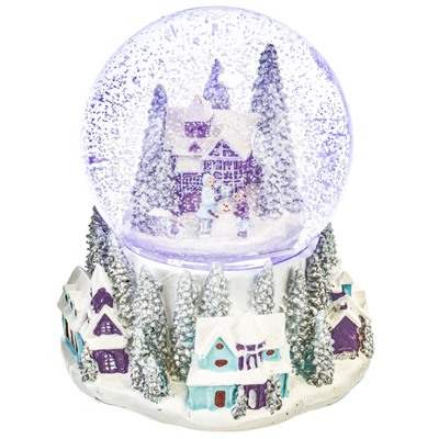 GAEM Фигур декор в стекл шаре "Снеговик/Дом" (подсв, муз, вьюга, AAAх3 н/п), D 10 см, L12 W11,5 H14 см, 2