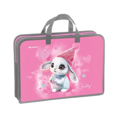 Папка с ручками 1 отделение, А4 Berlingo "Dreamy Bunny", 340*245*75мм, пластик, на молнии
