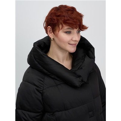 Куртка зимняя женская с капюшоном модная черного цвета 7651Ch