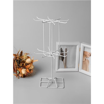 Вертушка, 2 яруса по 8 крючков, 13×13×40 см, белая