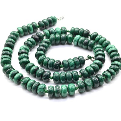 Бусы из малахита рондель 8*4мм, 49см, 68г