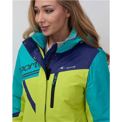 Горнолыжный костюм женский зимний салатового цвета 02392Sl