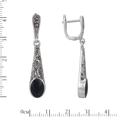 Серьги 'Винтаж' с агатом и марказитами ТПСК.253АГ