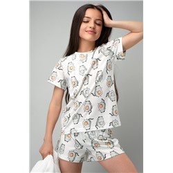 Хлопковая пижама для девочки с шортами Happyfox