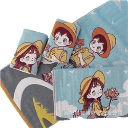Quick dry children's cartoon cute cotton gauze bath towel for home use