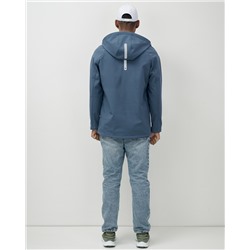 Ветровка спортивная мужская с капюшоном softshell синего цвета 9563S