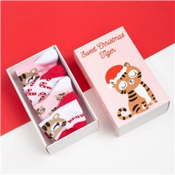 Набор новогодних носков Крошка Я «Тигруля», 4 пары, 6-8 см
