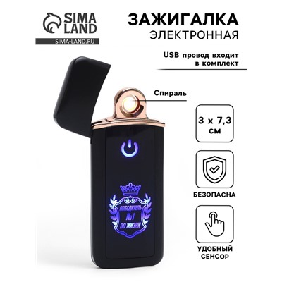 Зажигалка электронная «Победитель №1 по жизни», USB, спираль, 3×7.3 см