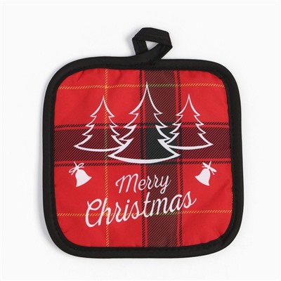 Кухонный набор 2 предмета Доляна Christmas, прихватка 17*17 см, варежка 26*16 см,100% п/э