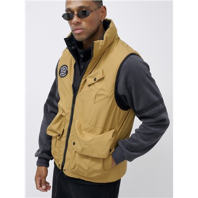 Жилет мужской утепленный спортивный горчичного цвета 15323G