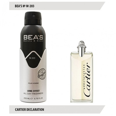 Дезодорант Beas M203 Cartier Declaration For Men deo 200 ml, Дезодорант мужской Beas M203 создан по мотивам аромата Cartier Declaration.