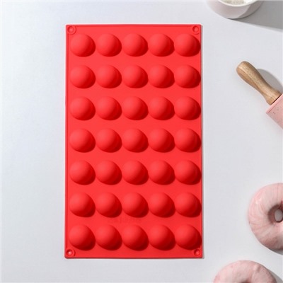 Форма для выпечки Доляна «Полусферы», силикон, 30×17,5 см, 35 ячеек (d=2,5), цвет МИКС