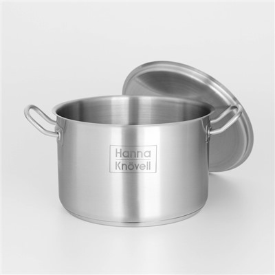 Кастрюля Hanna Knövell, 7 л, d=24 см, h=15.5 см, толщина стенки 0.6 мм, с крышкой, индукция, нержавеющая сталь