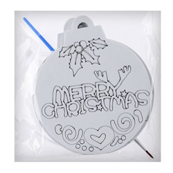 Ёлочное украшение под раскраску «Merry Christmas» 4 шт., кисть