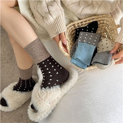 Demi-season warm woolen Japanese retro socks for boys, mid-length