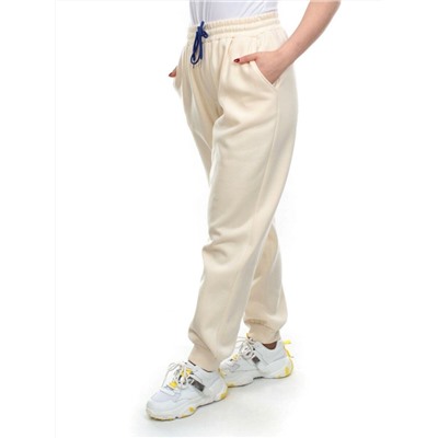 M073 BEIGE Брюки спортивные женские на флисе (85% хлопок, 10% полиэстер, 5% спандекс) 7986