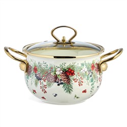 КАСТРЮЛЯ ЭМАЛИРОВАННАЯ AGNESS СО СТЕКЛЯННОЙ КРЫШКОЙ СЕРИЯ "CELEBRATION", 2.0 Л, 18*11 СМ