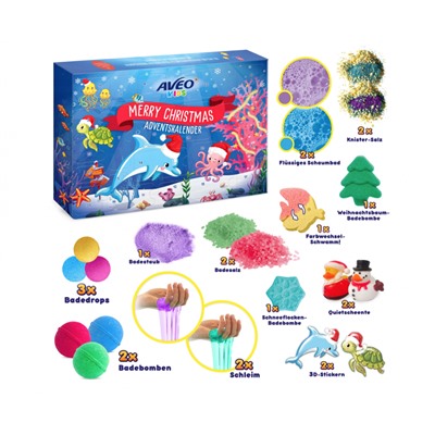 AVEO Kids 2025 Adventskalender,  Адвент-календарь 2025 для детей, 24 сюрприза для ванны