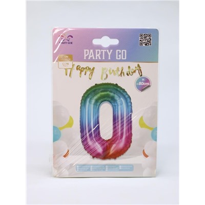 Шар фольгированный "Multicolour numbers" цифра 0, (80 см)